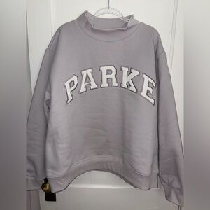 NWT - Parke Valentine’s Lavender + White Fleece Varsity Mockneck - Size: XXL